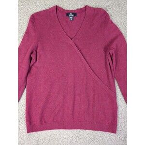 Lands' End 100% Cashmere Classic V Neck Sweater Purple Women’s Petite Medium